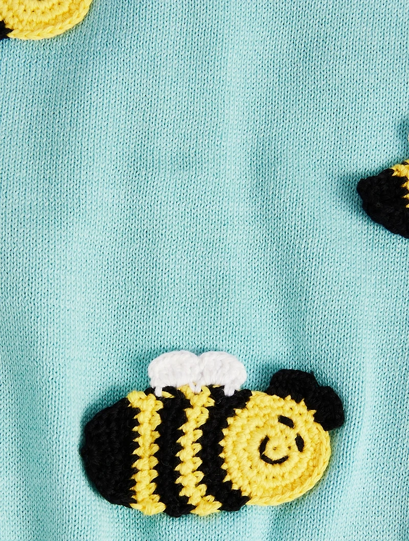 Bumblebee Crochet Appliqué Cardigan