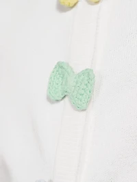 Bow Crochet Appliqué Cardigan