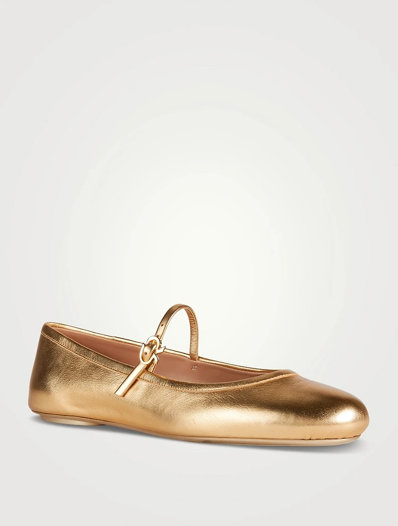 Carla Metallic Leather Mary Jane Ballet Flats