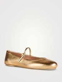 Carla Metallic Leather Mary Jane Ballet Flats