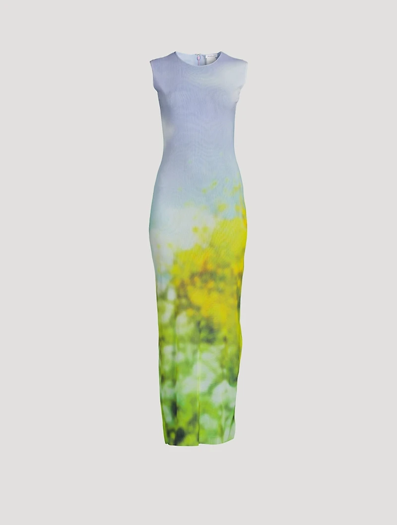 Column Dress Blurred Print