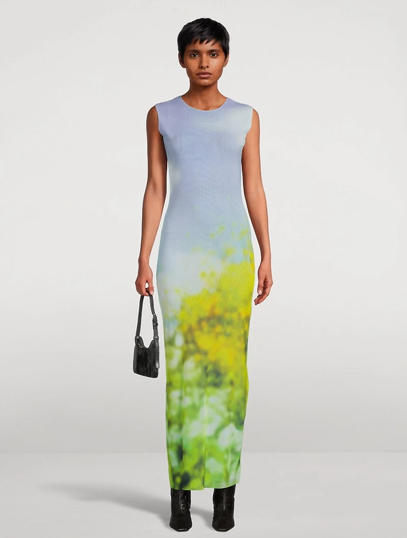 Column Dress Blurred Print
