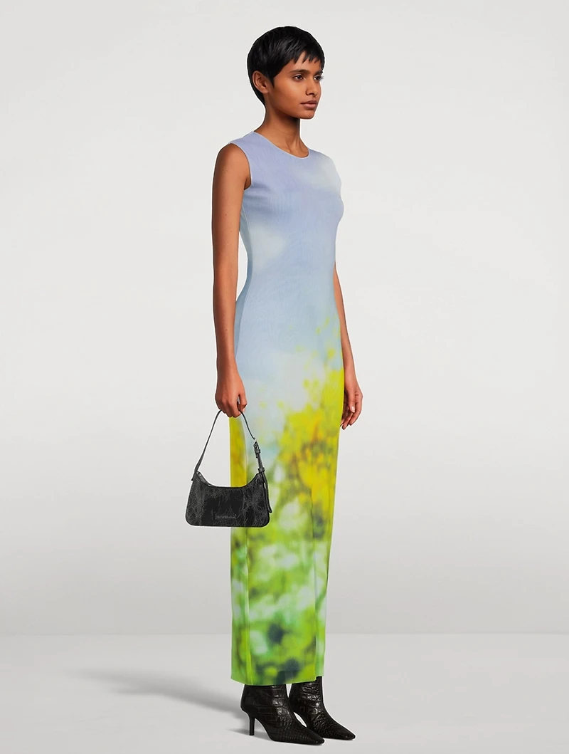 Column Dress Blurred Print