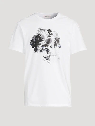 Dutch Flower Skull Cotton T-Shirt