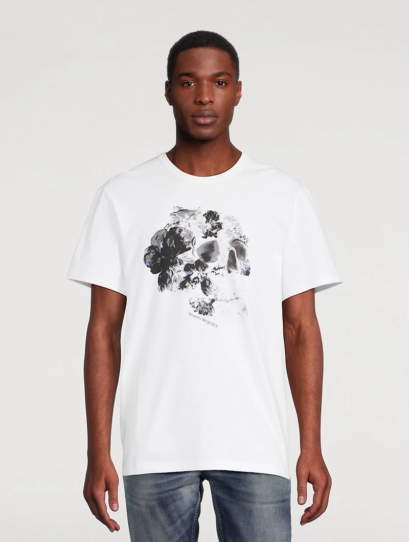 Dutch Flower Skull Cotton T-Shirt