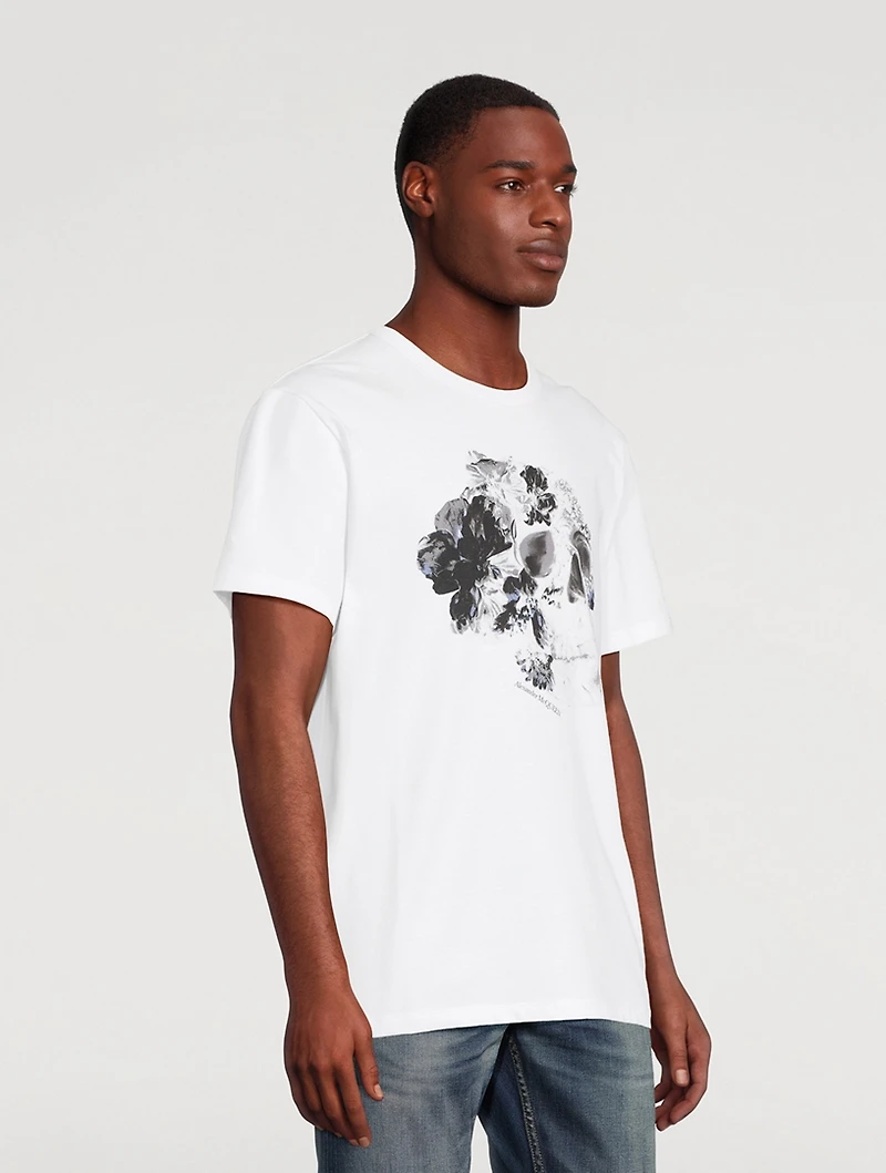 Dutch Flower Skull Cotton T-Shirt