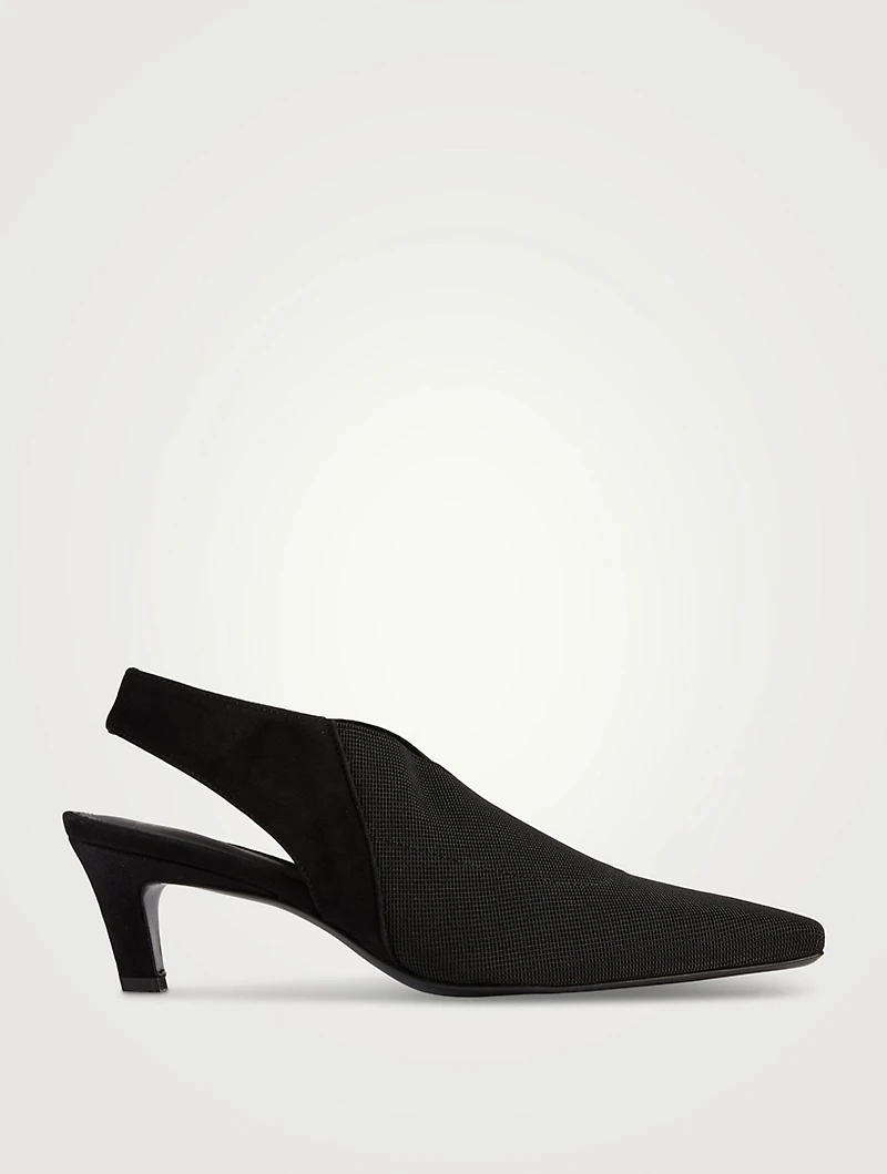 The Mid-Heel Elastic Slingback Pumps