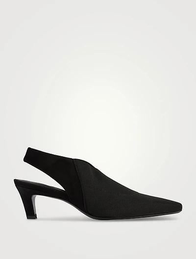 The Mid-Heel Elastic Slingback Pumps