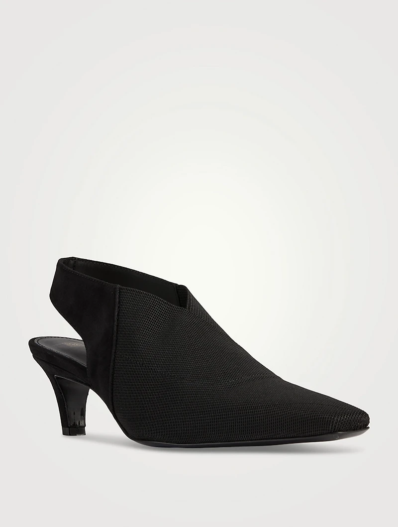 The Mid-Heel Elastic Slingback Pumps