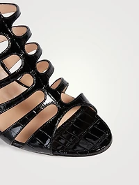 Carine Croc-Embossed Leather Cage Sandals