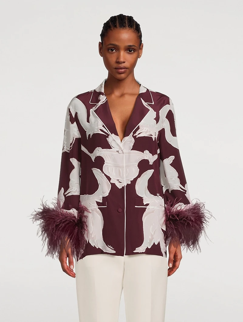 Crepe De Chine Pajama Shirt Metamorphos Gryphon Print