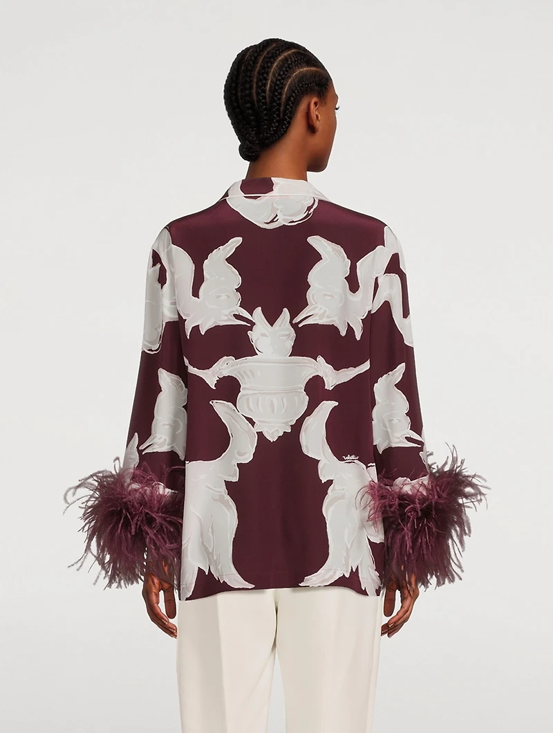 Crepe De Chine Pajama Shirt Metamorphos Gryphon Print