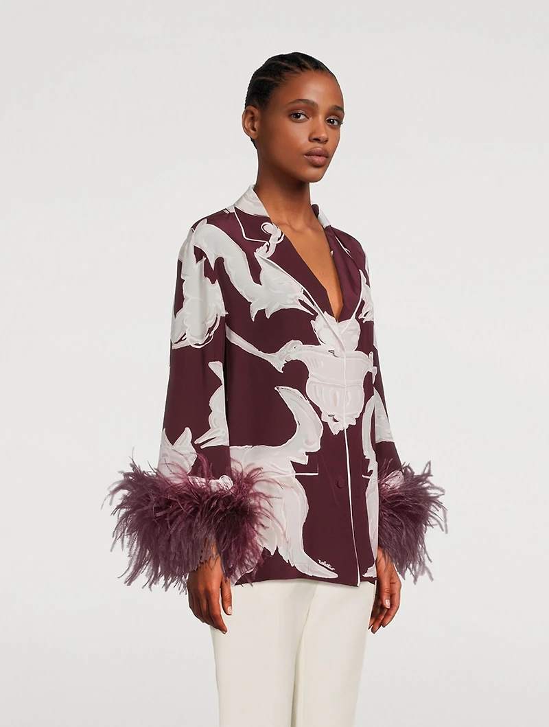 Crepe De Chine Pajama Shirt Metamorphos Gryphon Print
