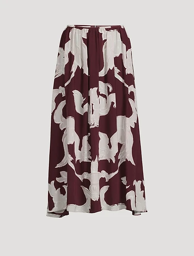Crepe De Chine Midi Skirt Metamorphos Gryphon Print