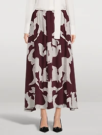 Crepe De Chine Midi Skirt Metamorphos Gryphon Print