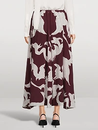 Crepe De Chine Midi Skirt Metamorphos Gryphon Print