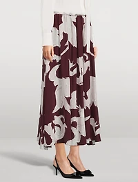 Crepe De Chine Midi Skirt Metamorphos Gryphon Print