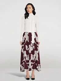 Crepe De Chine Midi Skirt Metamorphos Gryphon Print