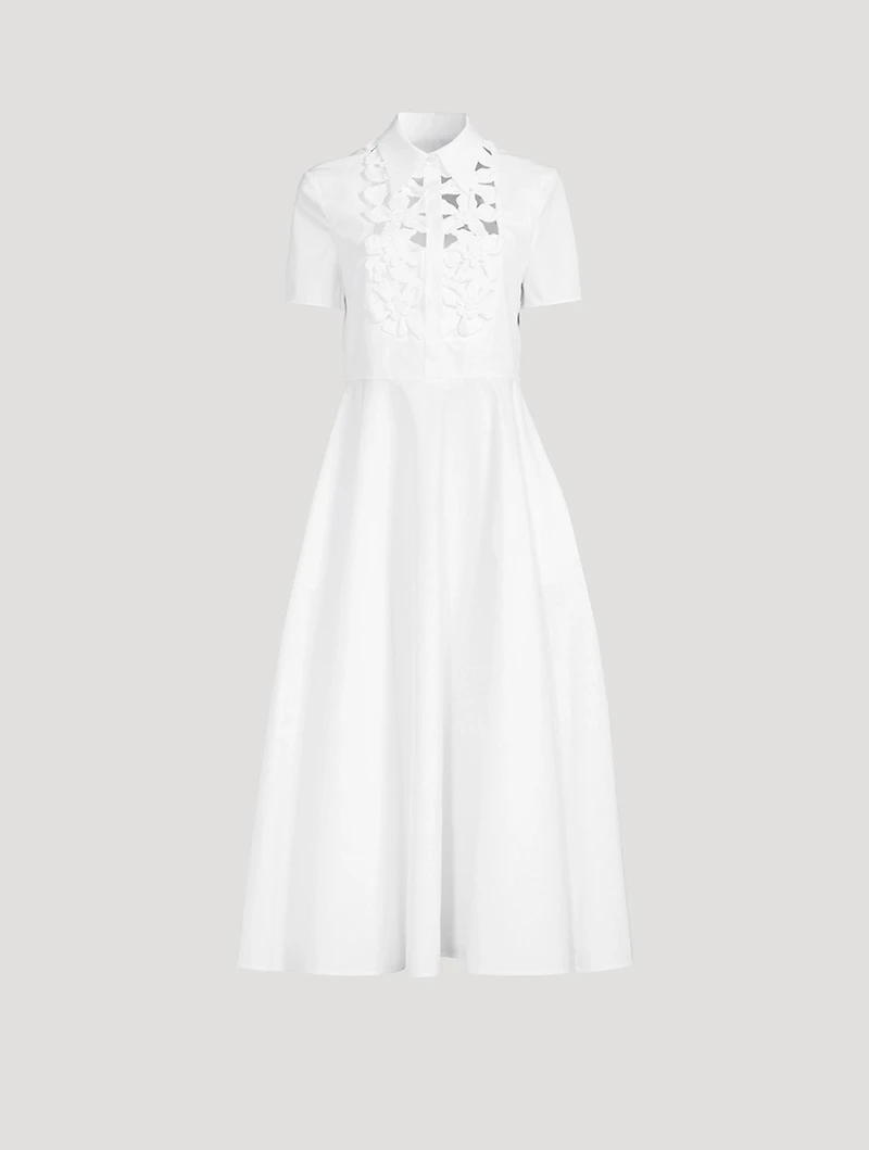Embroidered Compact Poplin Shirt Dress