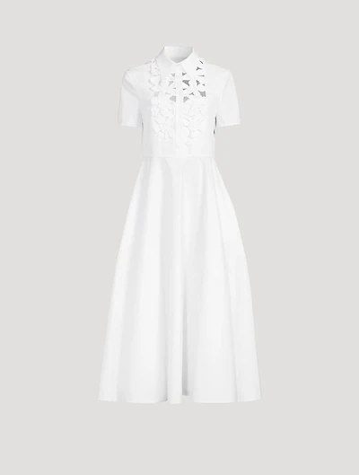 Embroidered Compact Poplin Shirt Dress
