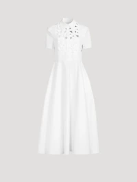 Embroidered Compact Poplin Shirt Dress