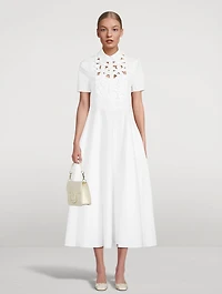 Embroidered Compact Poplin Shirt Dress