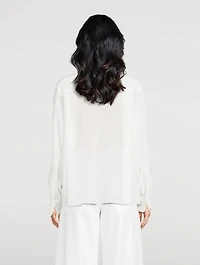 Silk Convertible Pleated Wrap Shirt
