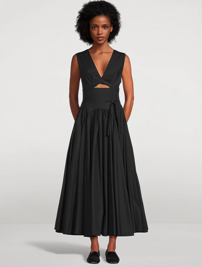 Cut-Out Poplin Midi Dress