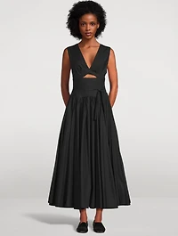 Cut-Out Poplin Midi Dress