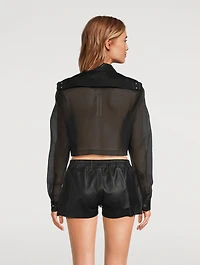 Cotton Organdy Cropped Shirt