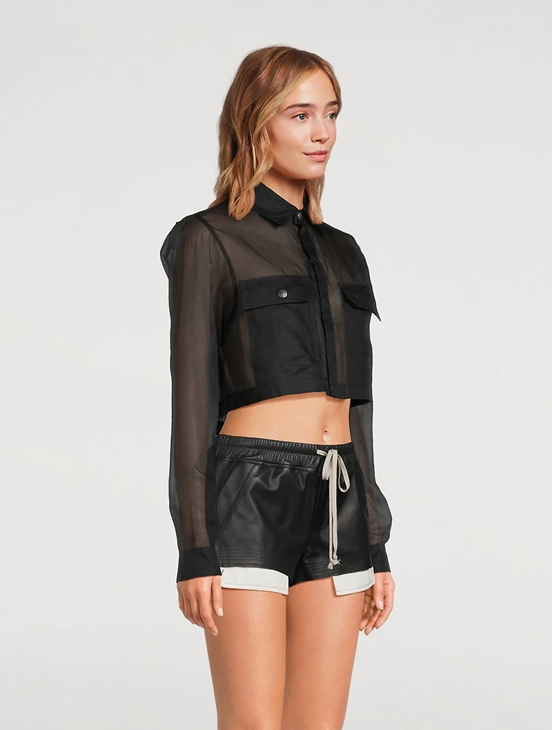 Cotton Organdy Cropped Shirt