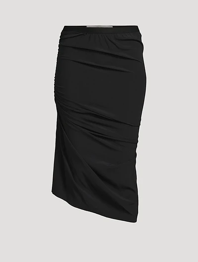 Shrimp Silk-Blend Midi Skirt