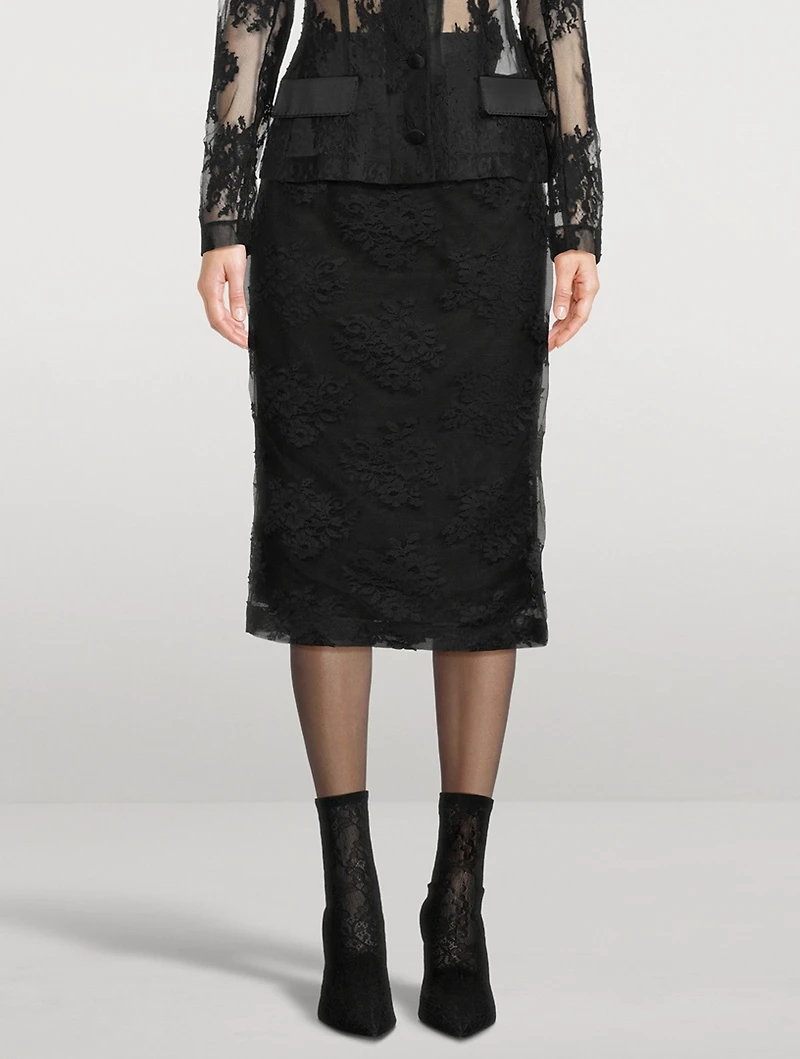 Floral Lace Pencil Skirt