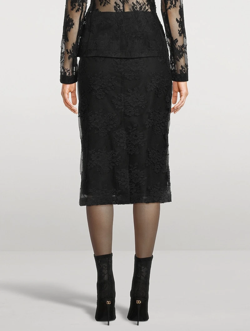 Floral Lace Pencil Skirt