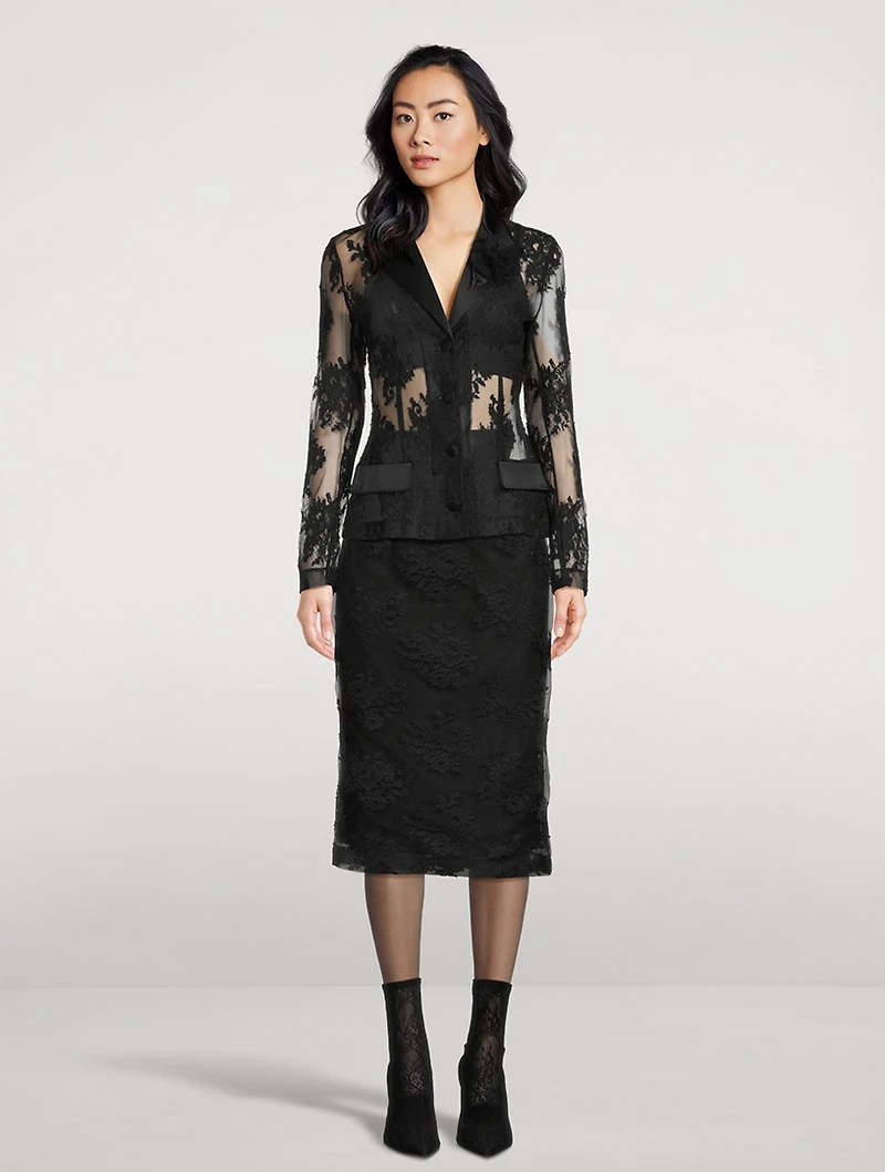 Floral Lace Pencil Skirt