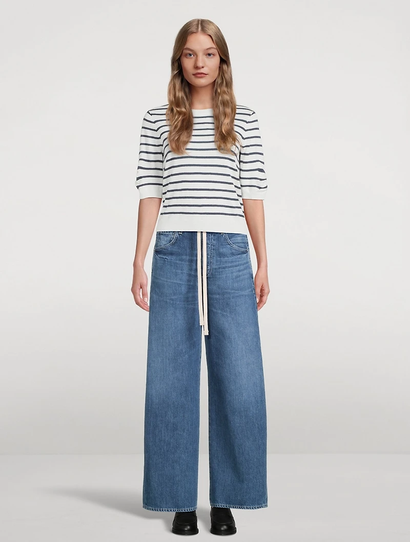 Brynn Drawstring Wide-Leg Jeans