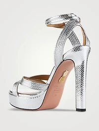 Ari Snakeskin-Embossed Metallic Platform Sandals