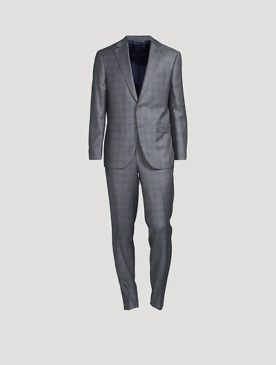 Wool Two-Piece Suit Plaid Print