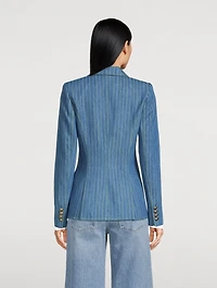 Hutton Denim Blazer Pinstripe Print