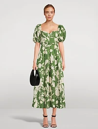 Renee Linen-Blend Panelled Bustier Midi Dress