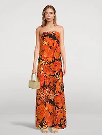 Santos Silk Strapless Column Maxi Dress