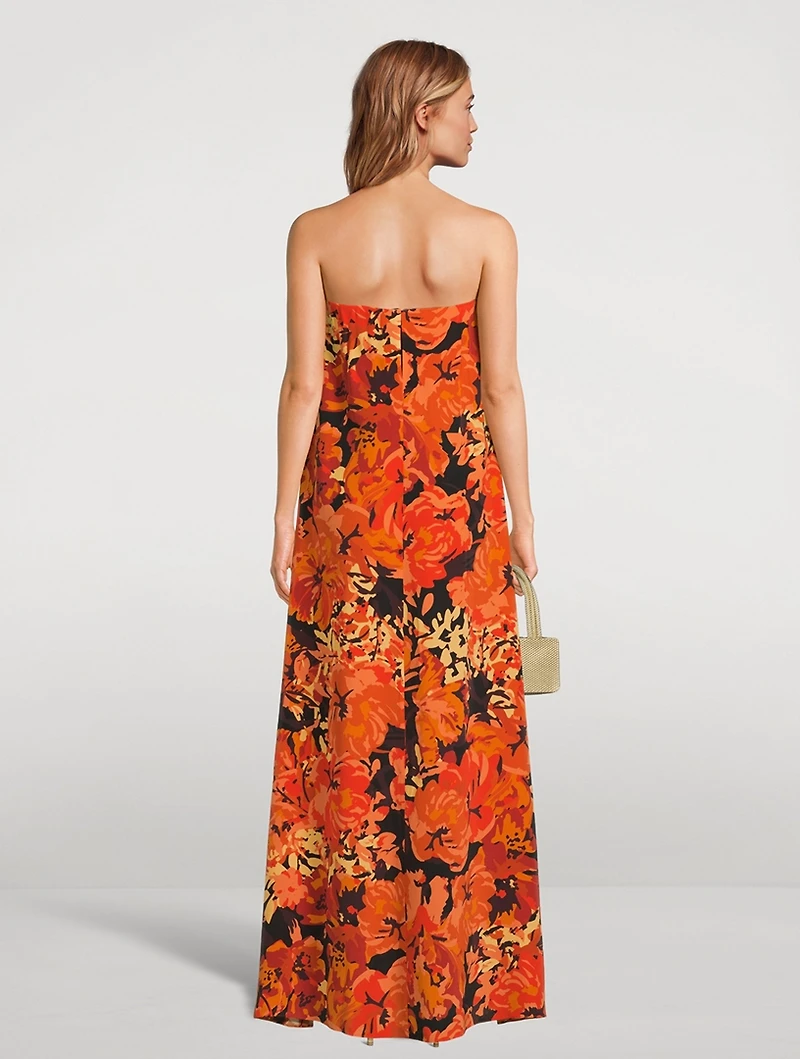 Santos Silk Strapless Column Maxi Dress