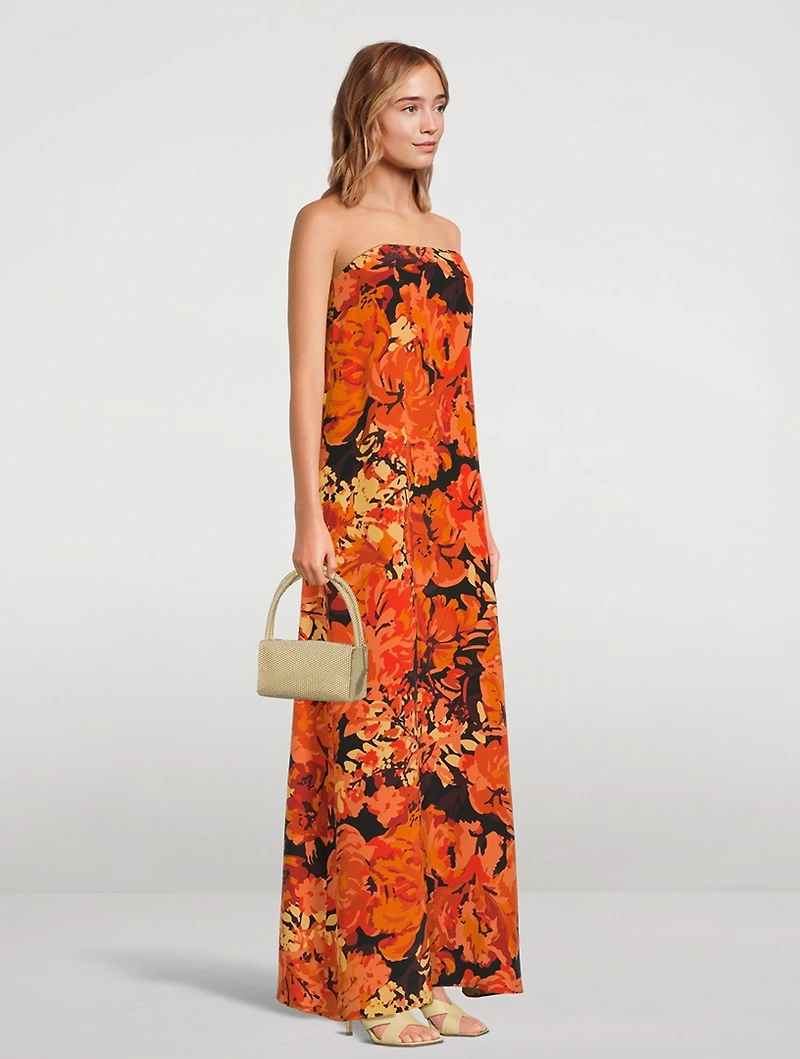 Santos Silk Strapless Column Maxi Dress