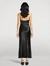 La Lune Plunged Halter Midi Dress