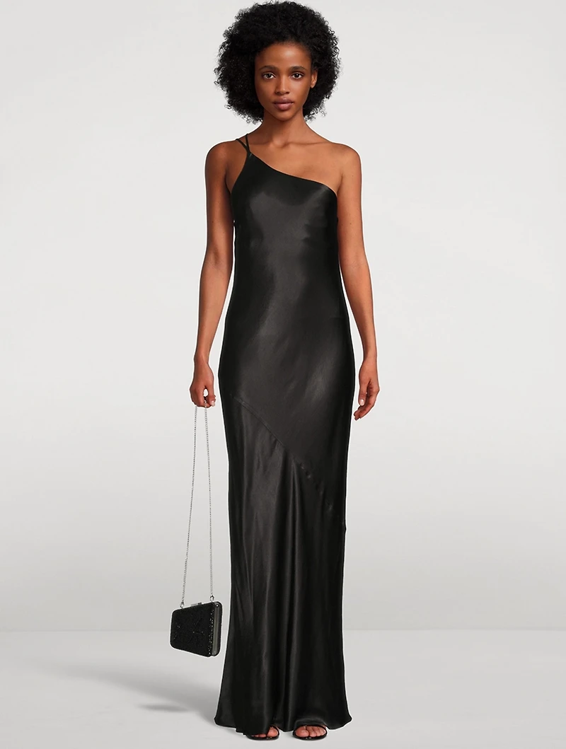 La Lune One-Shoulder Cowl Back Long Dress