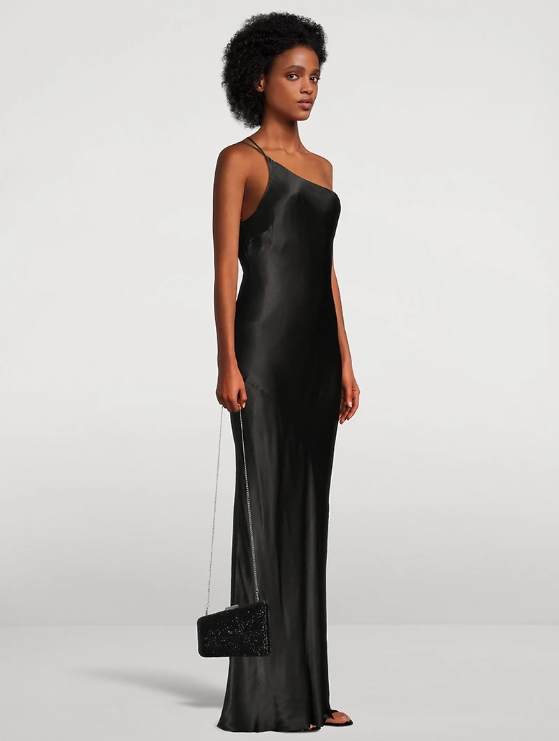 La Lune One-Shoulder Cowl Back Long Dress