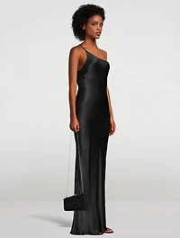 La Lune One-Shoulder Cowl Back Long Dress