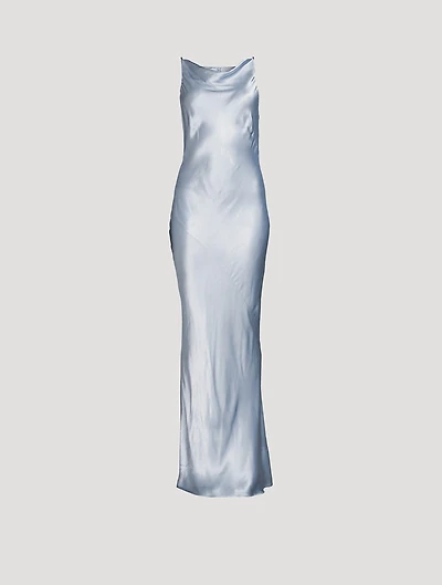 La Lune High-Neck Cowl Long Dress