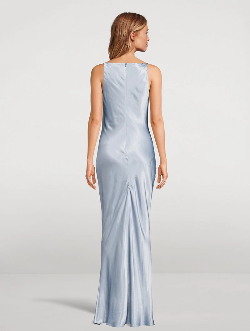 La Lune High-Neck Cowl Long Dress