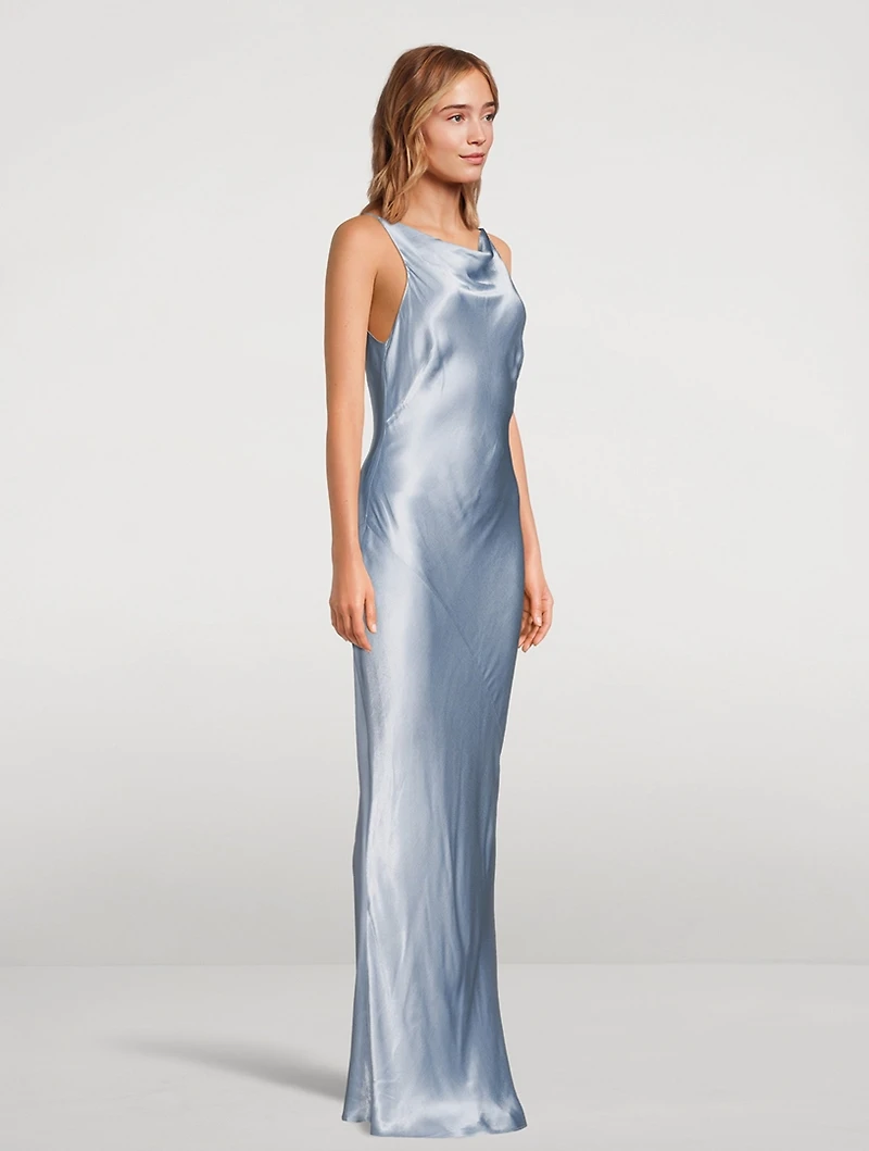 La Lune High-Neck Cowl Long Dress